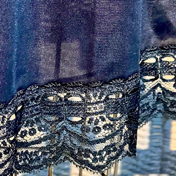 VINTAGE lace trim silky nylon half skirt dress slip lingerie sexy boudoir 80s - Picture 8 of 12